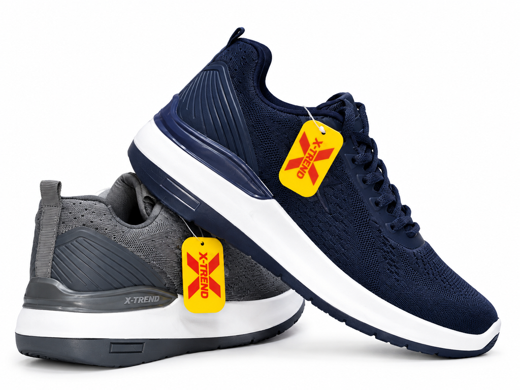 X-TREND AirFlex Pro Running Shoes – Navy Blue & Grey Lightweight Sneakers