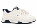 Men’s White Casual Walking Sneakers with Navy Accents